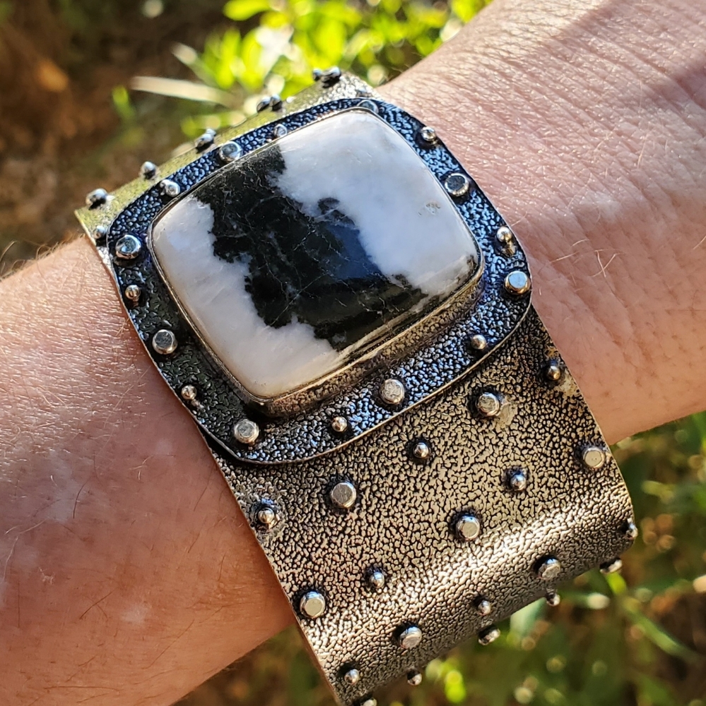 New Zebra Jasper Silver Cuff Bracelet.